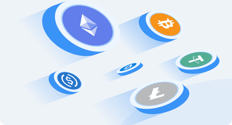 Crypto coins in motion