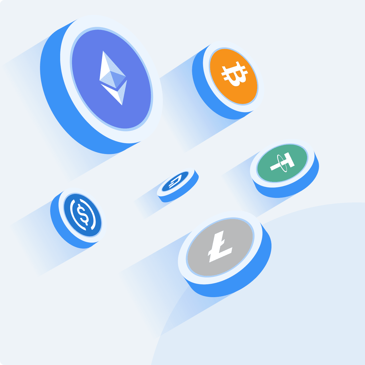 Crypto coins in motion