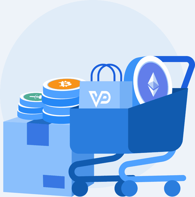 Shopping cart with crypto coins