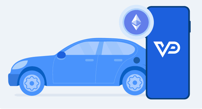 Car purchased with crypto on a phone